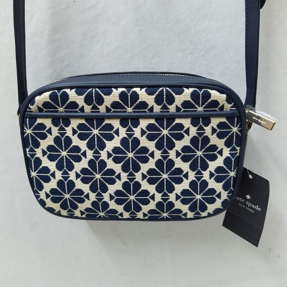 Kate Spade New York Blue Canvas Leather Trim Floral Crossbody Bag - NWT $279 - Picture 4 of 16